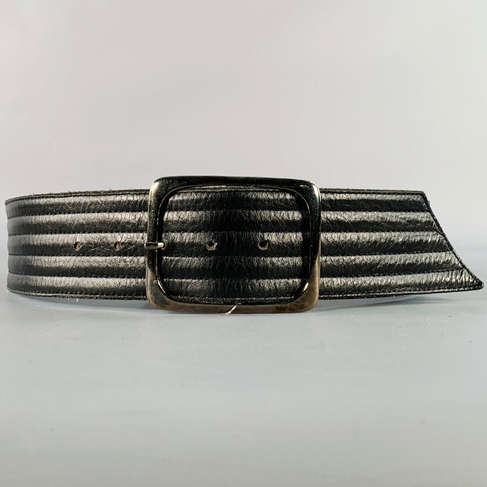 YVES SAINT LAURENT Size M Black Quilted Leather Belt
